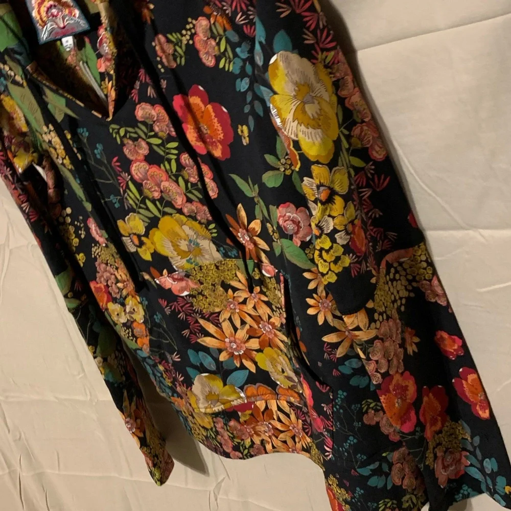 SOLD** 180 NWT XS Johnny Was bohemian floral on black Camilla hoodie - Picture 8 of 16